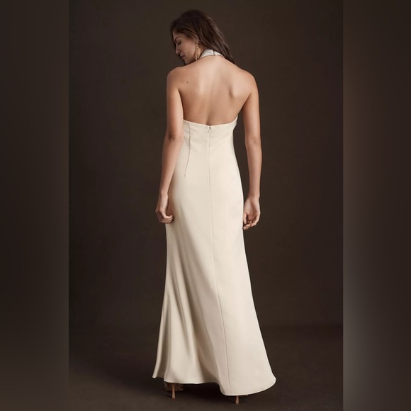Anthropologie BHLDN Ruby Twist Halter Satin Gown - Picture 2 of 6